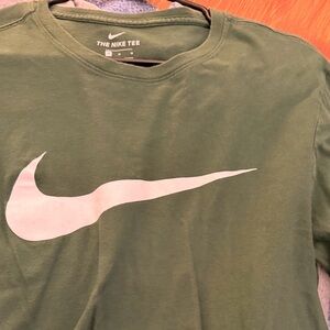 Nike Olive Long Sleeve Tee with White Swoosh